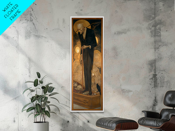 The Sinister Undertaker, Dark Renaissance Art, Tall Narrow Wall Art, Dark Fantasy Wall Art, Framed Canvas Print, Halloween Decor
