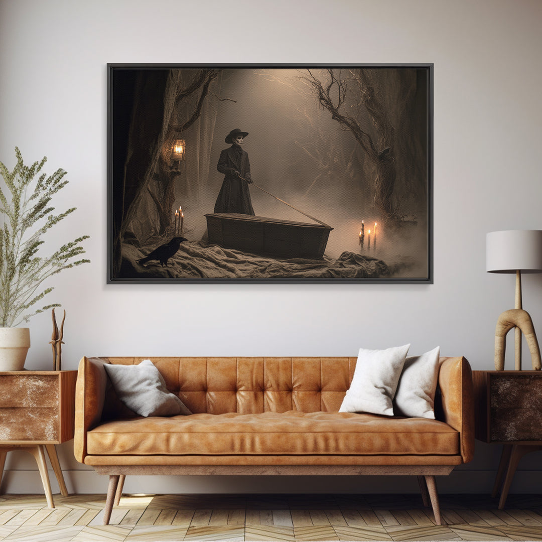 The Sinister Undertaker, Baroque Witchcraft Art, Landscape Wall Art, Macabre Wall Art, Canvas Print, Halloween Wall Art