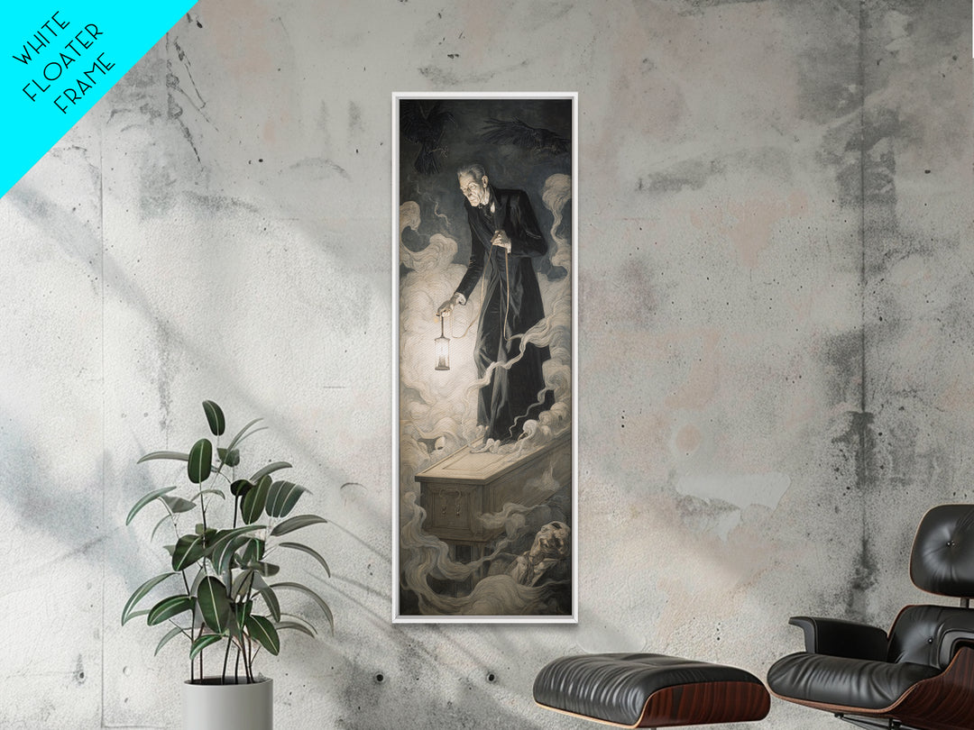 The Sinister Undertaker, Gothic Nightmare Art, Tall Narrow Wall Art, Gothic Horror Wall Art, Canvas Print, Halloween Wall Art