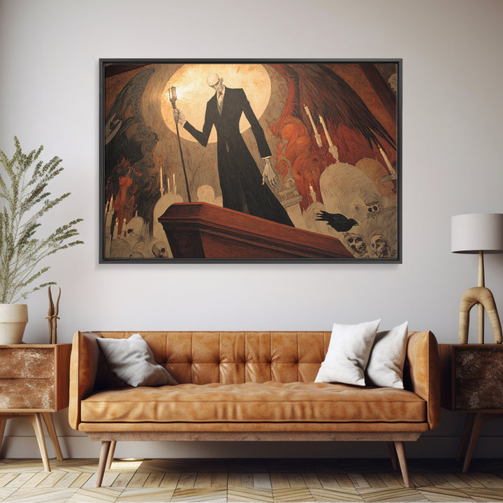The Sinister Undertaker, Visionary Gothic Art, Landscape Wall Art, Macabre Wall Art, Canvas Print, Halloween Wall Art