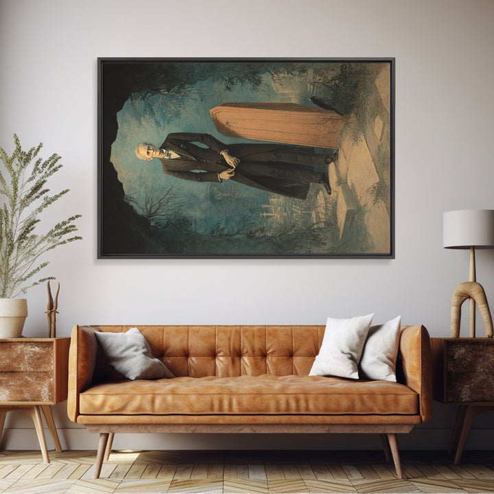 The Sinister Undertaker, Romantic Gothic Landscape, Landscape Wall Art, Macabre Wall Art, Framed Canvas Print, Halloween Wall Art