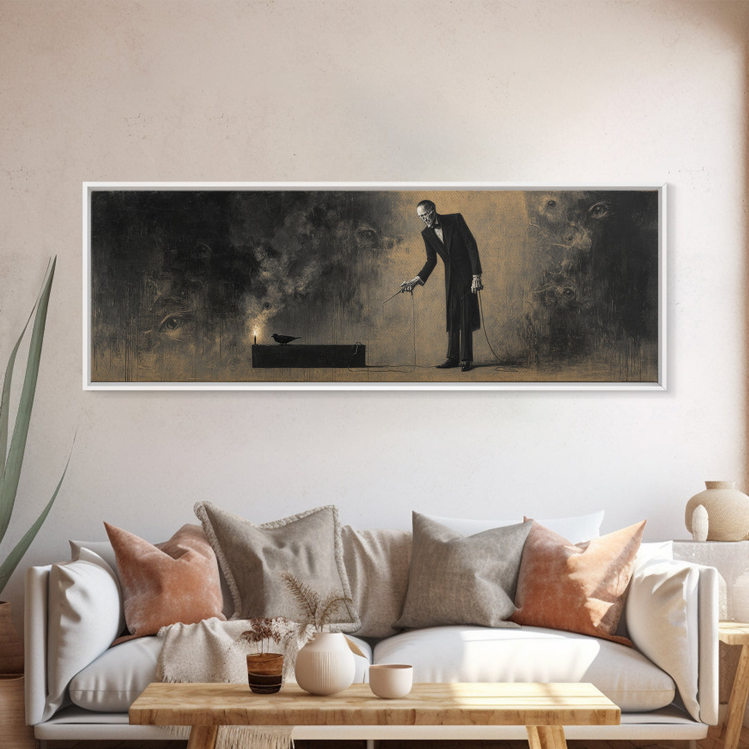 The Sinister Undertaker, Symbolist Dream Art, Extra Wide Wall Art, Macabre Wall Art, Canvas Print, Halloween Wall Art