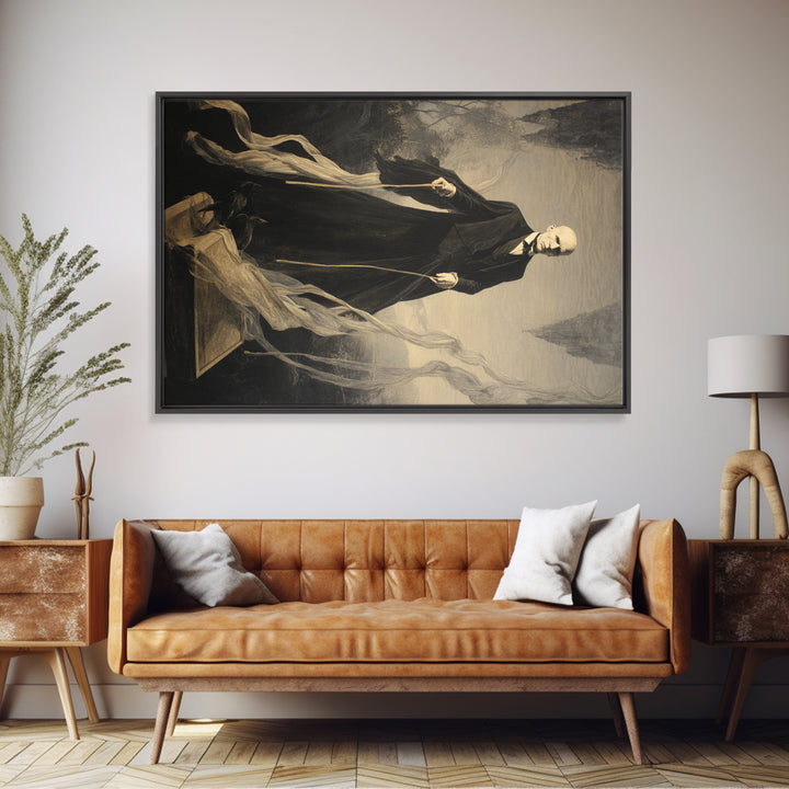 The Sinister Undertaker, Symbolist Gothic Landscape, Landscape Wall Art, Macabre Wall Art, Canvas Print, Halloween Wall Art