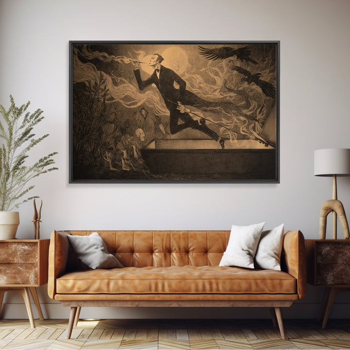 The Sinister Undertaker, Expressionist Nightmare Art, Landscape Wall Art, Macabre Wall Art, Canvas Print, Halloween Wall Art