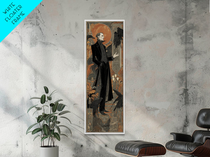 The Sinister Undertaker, Stained Glass Gothic Art, Tall Narrow Wall Art, Macabre Wall Art, Canvas Print, Halloween Wall Art