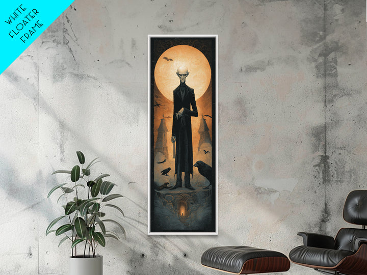 The Sinister Undertaker, Surreal Apocalyptic Art, Tall Narrow Wall Art, Dark Halloween Decor, Framed Canvas Print