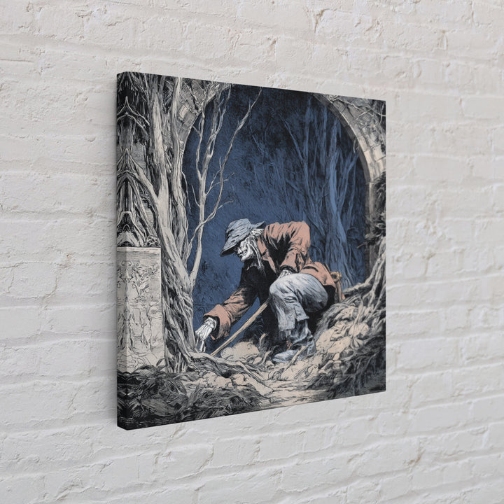 The Lantern Gravedigger, Danse Macabre Art, Square Wall Art, Gothic Horror Wall Art, Canvas Print, Halloween Wall Art