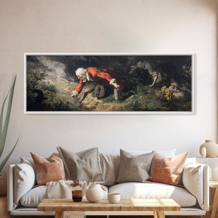 The Lantern Gravedigger, Gothic Nightmare Art, Extra Wide Wall Art, Dark Fantasy Wall Art, Canvas Print, Halloween Wall Art