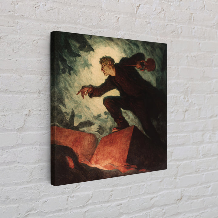 The Lantern Gravedigger, Dark Symbolist Art, Square Wall Art, Dark Halloween Decor, Canvas Print, Halloween Wall Art