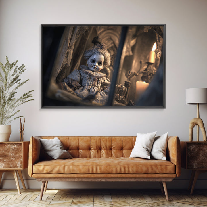 The Haunted Porcelain Doll, Renaissance Engraving Art, Landscape Wall Art, Gothic Horror Wall Art, Canvas Print, Halloween Wall Art