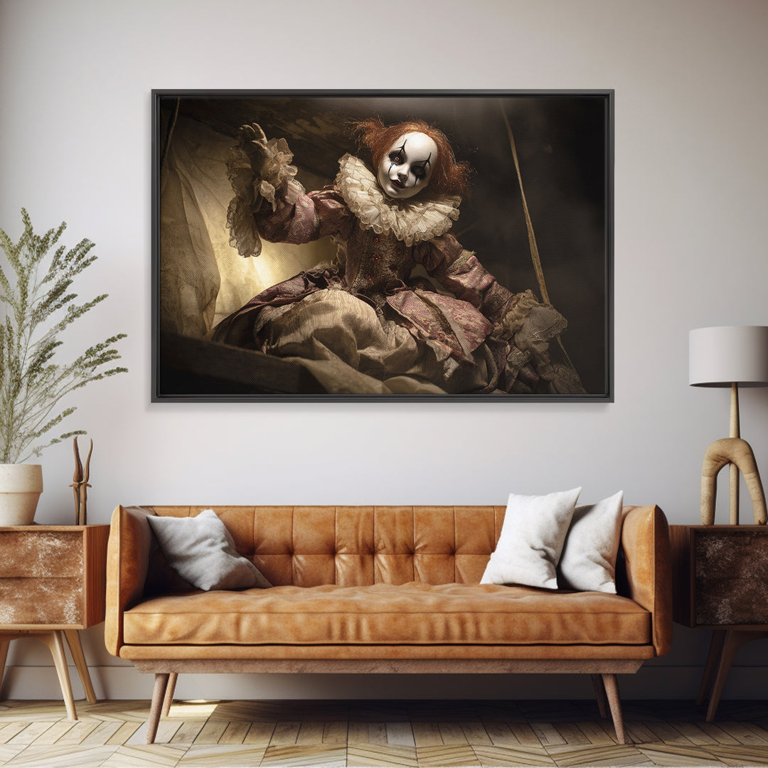 The Haunted Porcelain Doll, Danse Macabre Art, Landscape Wall Art, Macabre Wall Art, Framed Canvas Print