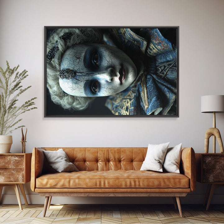 The Haunted Porcelain Doll, Stained Glass Gothic Art, Landscape Wall Art, Gothic Horror Wall Art, Canvas Print, Halloween Wall Art