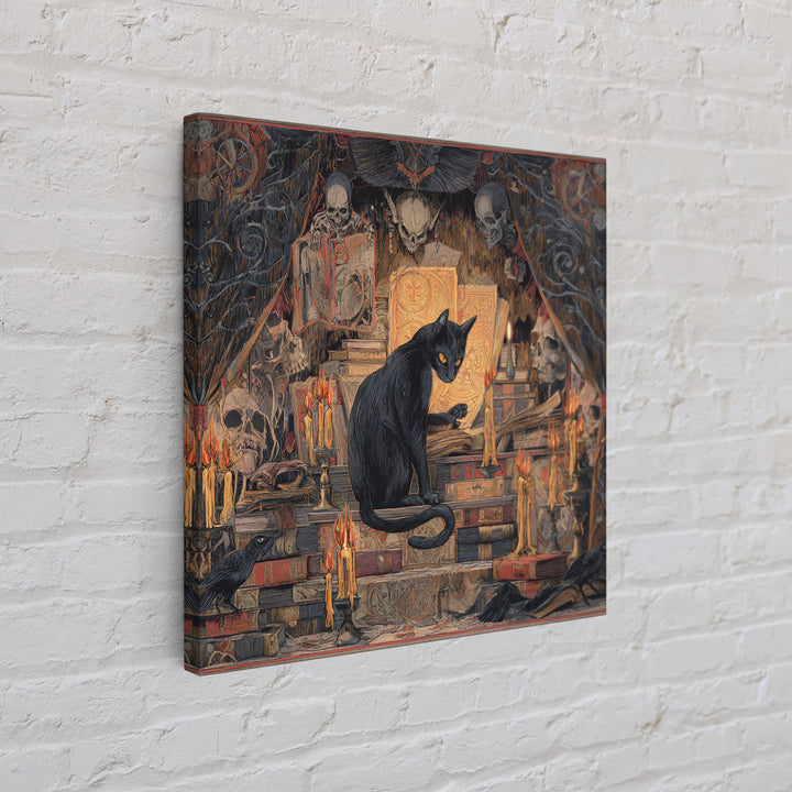 The Black Cat Familiar, Grotesque Carnival Art, Square Wall Art, Gothic Horror Wall Art, Framed Canvas Print, Halloween Wall Art