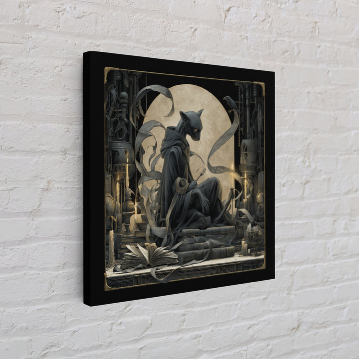 The Black Cat Familiar, Biomechanical Horror Art, Square Wall Art, Gothic Horror Wall Art, Canvas Print, Halloween Wall Art