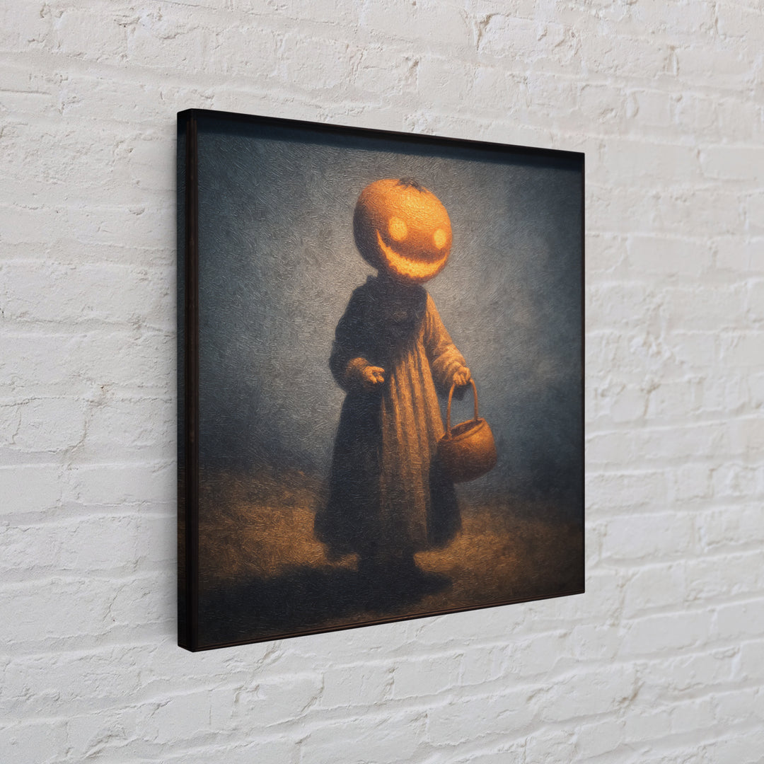 The Pumpkin-Headed Child, Dark Symbolist Art, Square Wall Art, Gothic Horror Wall Art, Canvas Print, Halloween Wall Art