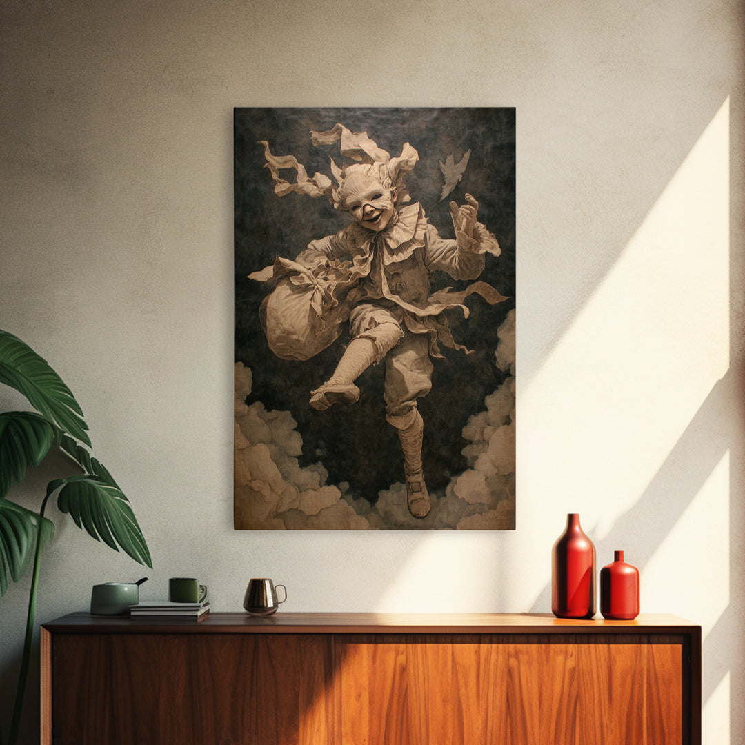 The Masked Candy Collector, Gothic Nightmare Art, Vertical Wall Art, Gothic Horror Wall Art, Canvas Print, Halloween Wall Art
