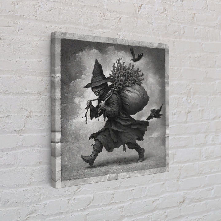The Masked Candy Collector, Expressionist Nightmare Art, Square Wall Art, Gothic Horror Wall Art, Framed Canvas Print, Halloween Wall Art