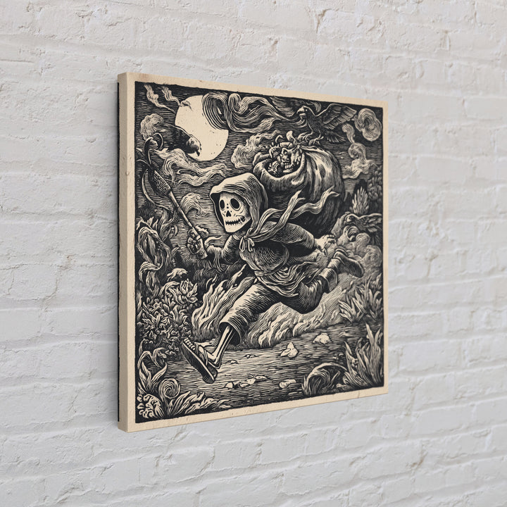The Masked Candy Collector, Macabre Folk Print Art, Square Wall Art, Macabre Wall Art, Canvas Print, Halloween Wall Art