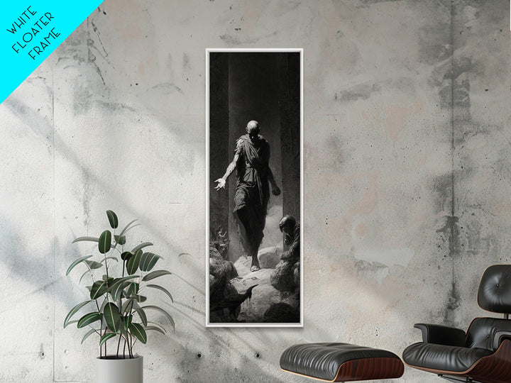 The Shadow Person, Gothic Engraving Art, Tall Narrow Wall Art, Dark Halloween Decor, Canvas Print, Halloween Wall Art