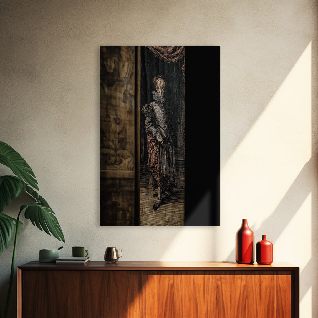 The Shadow Person, Danse Macabre Art, Vertical Wall Art, Gothic Horror Wall Art, Framed Canvas Print, Halloween Wall Art