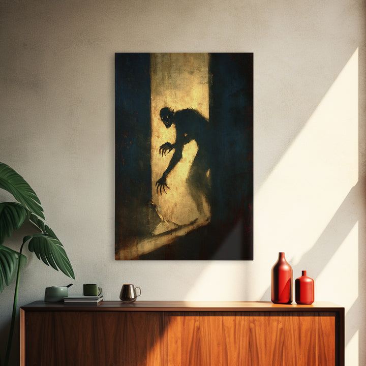 The Shadow Person, Gothic Nightmare Art, Vertical Wall Art, Dark Halloween Decor, Canvas Print, Halloween Wall Art, Statement Wall Art