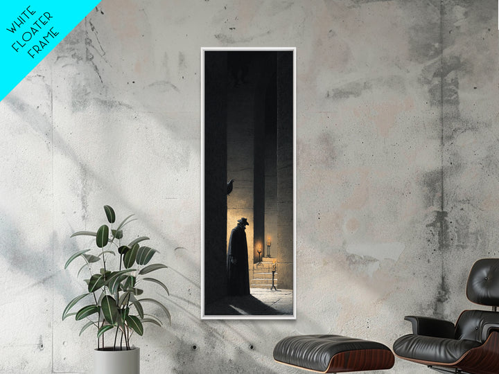 The Shadow Person, Architectural Etching Art, Tall Narrow Wall Art, Gothic Horror Wall Art, Framed Canvas Print