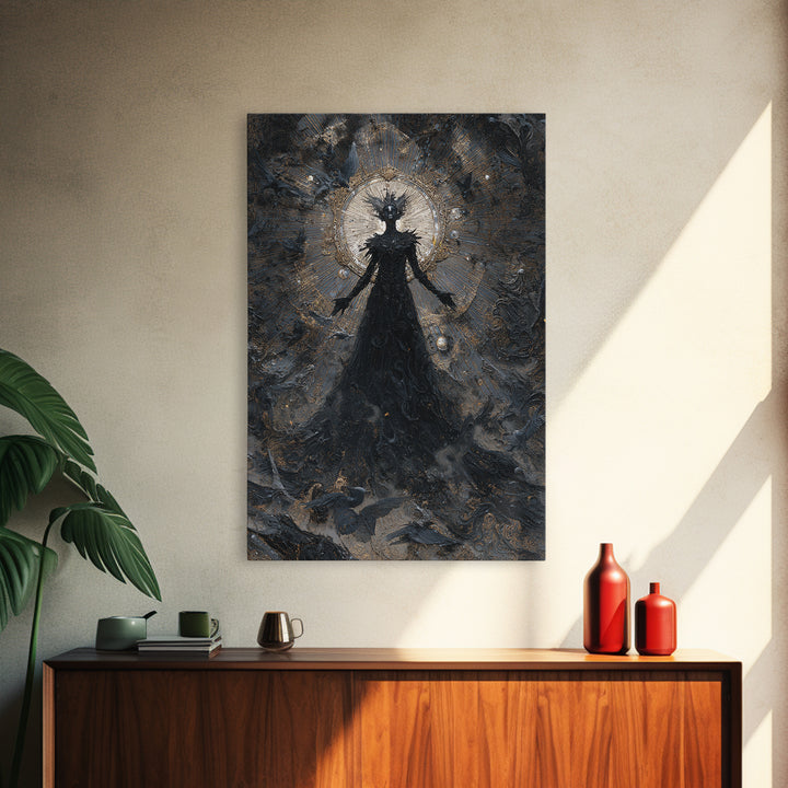 The Shadow Person, Ornate Symbolist Art, Vertical Wall Art, Gothic Horror Wall Art, Framed Canvas Print, Halloween Wall Art