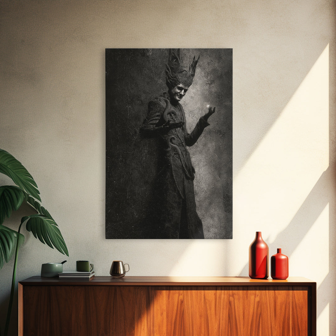 The Shadow Person, Dark Symbolist Art, Vertical Wall Art, Dark Halloween Decor, Canvas Print, Halloween Wall Art