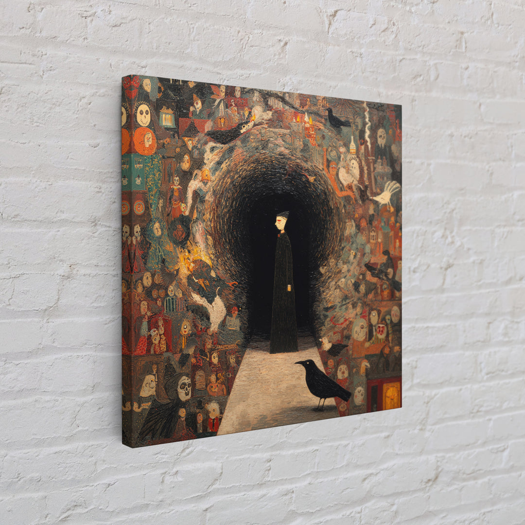 The Shadow Person, Grotesque Carnival Art, Square Wall Art, Dark Halloween Decor, Canvas Print, Halloween Wall Art, Collectible Wall Decor