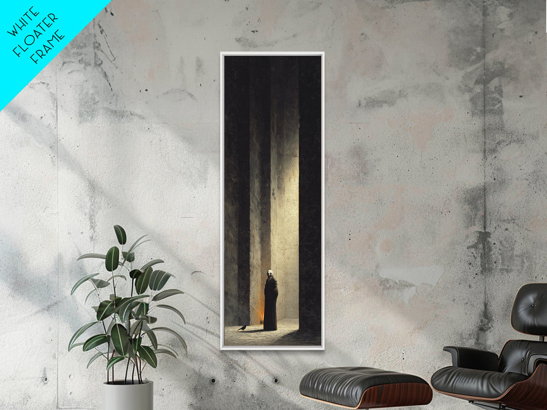 The Shadow Person, Surreal Apocalyptic Art, Tall Narrow Wall Art, Gothic Horror Wall Art, Framed Canvas Print, Halloween Wall Art