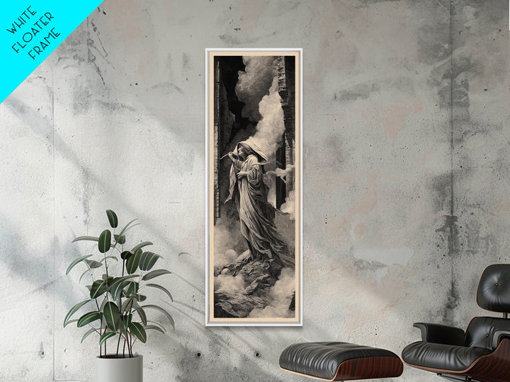 The Banshee Singer, Gothic Engraving Art, Tall Narrow Wall Art, Dark Fantasy Wall Art, Framed Canvas Print, Halloween Wall Art