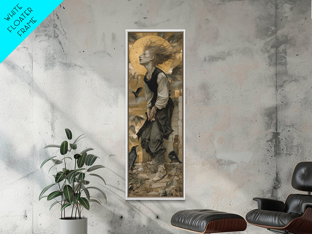 The Banshee Singer, Dark Renaissance Art, Tall Narrow Wall Art, Dark Fantasy Wall Art, Canvas Print, Halloween Wall Art
