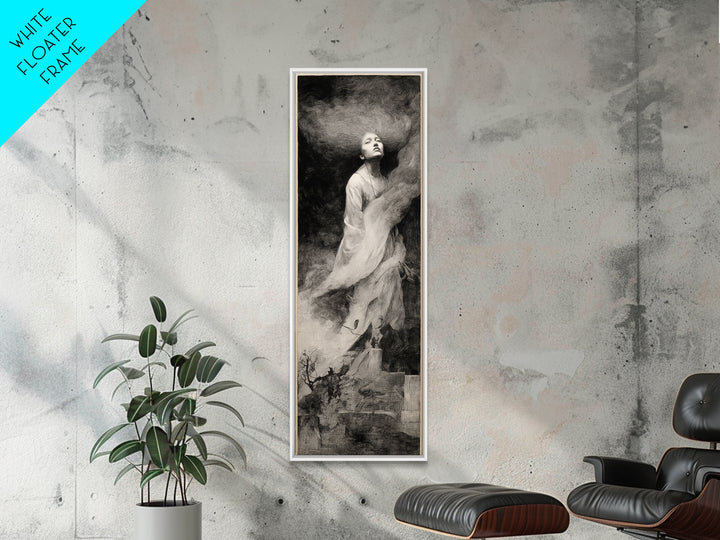 The Banshee Singer, Symbolist Dream Art, Tall Narrow Wall Art, Dark Halloween Decor, Canvas Print, Halloween Wall Art