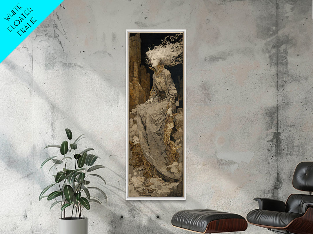 The Banshee Singer, Symbolist Etching Art, Tall Narrow Wall Art, Dark Fantasy Wall Art, Canvas Print, Halloween Wall Art