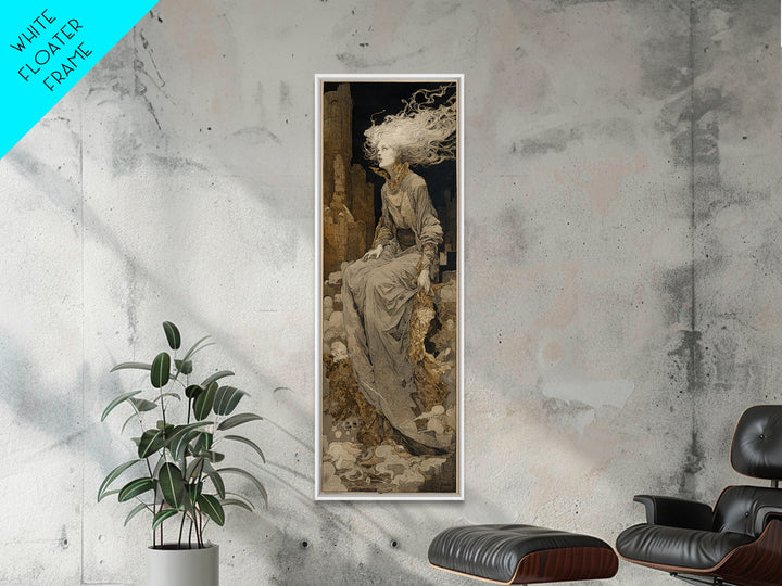 The Banshee Singer, Symbolist Etching Art, Tall Narrow Wall Art, Dark Fantasy Wall Art, Canvas Print, Halloween Wall Art