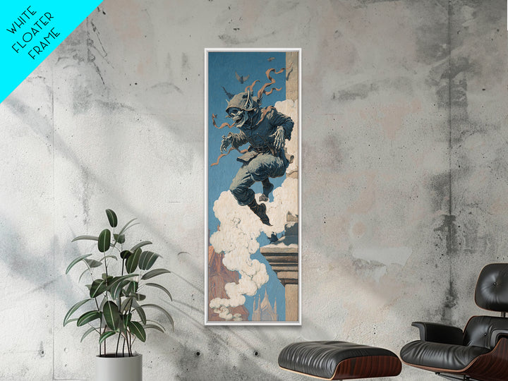 The Gargoyle Sentinel, Danse Macabre Art, Tall Narrow Wall Art, Dark Fantasy Wall Art, Canvas Print, Halloween Wall Art