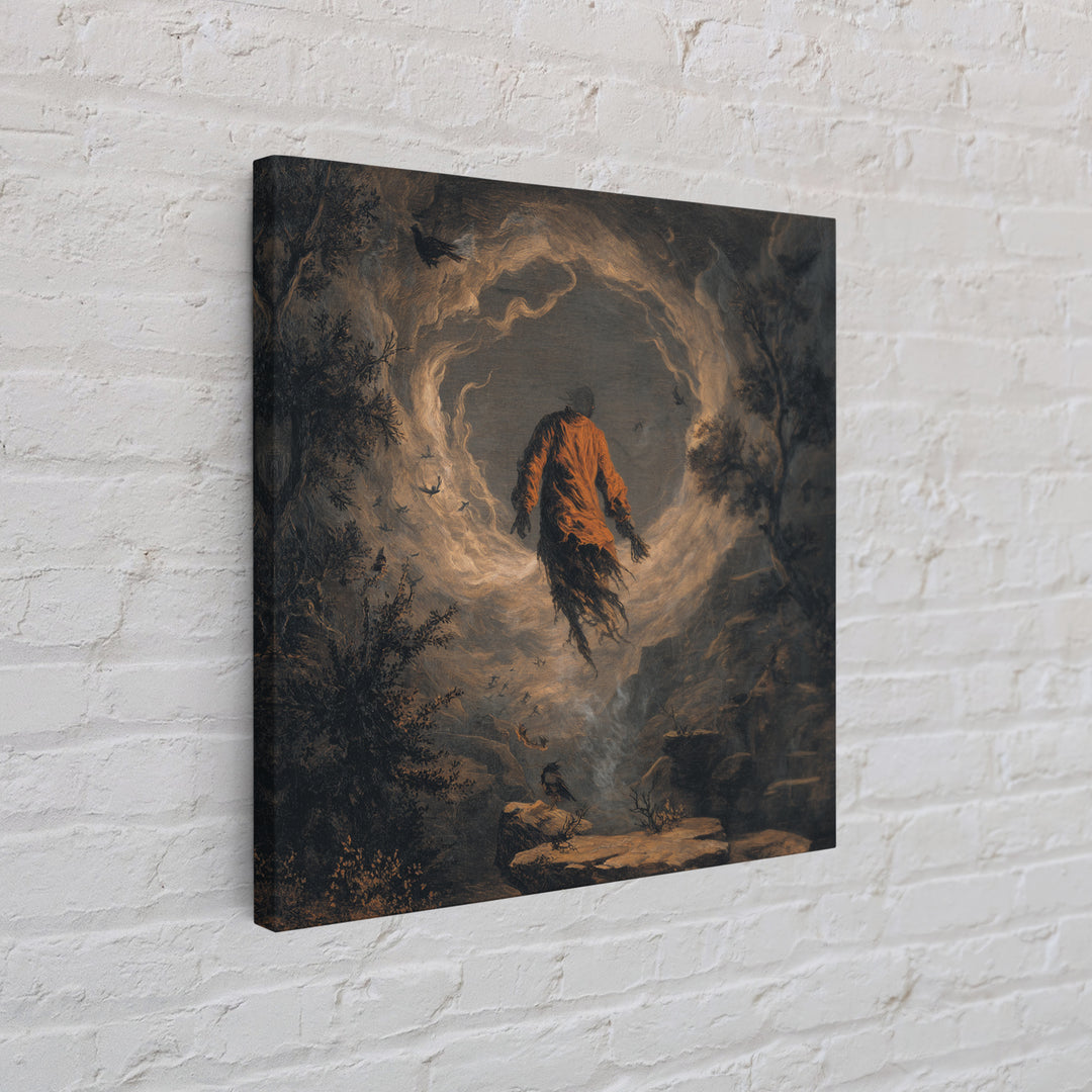 The Tattered Wraith, Baroque Witchcraft Art, Square Wall Art, Dark Halloween Decor, Canvas Print, Halloween Wall Art, Gothic Home Decor
