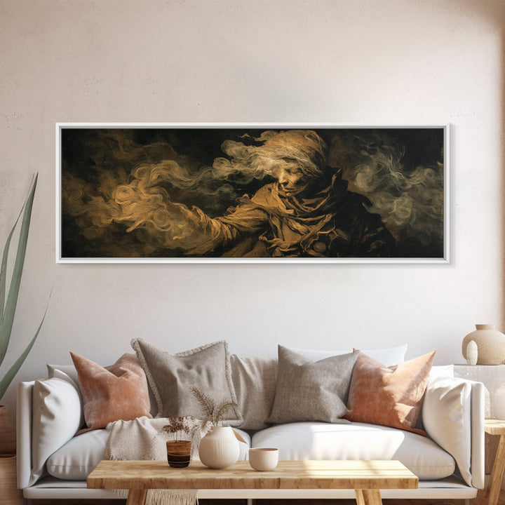 The Tattered Wraith, Dark Romantic Horror Art, Extra Wide Wall Art, Gothic Horror Wall Art, Canvas Print, Halloween Wall Art
