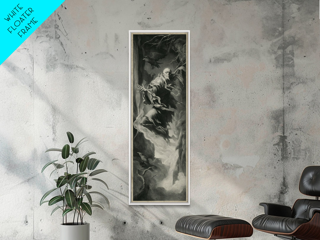The Tattered Wraith, Gothic Nightmare Art, Tall Narrow Wall Art, Dark Halloween Decor, Framed Canvas Print, Halloween Wall Art