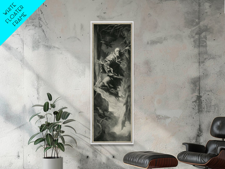 The Tattered Wraith, Gothic Nightmare Art, Tall Narrow Wall Art, Dark Halloween Decor, Framed Canvas Print, Halloween Wall Art