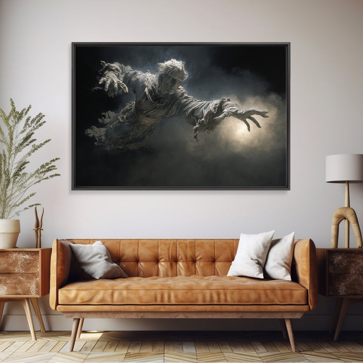 The Tattered Wraith, Visionary Gothic Art, Landscape Wall Art, Dark Halloween Decor, Framed Canvas Print, Halloween Wall Art