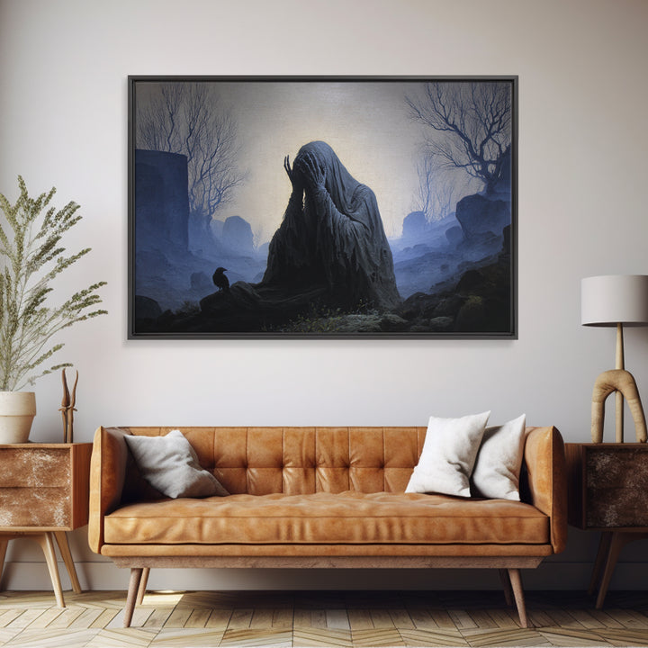 The Tattered Wraith, Romantic Gothic Landscape, Landscape Wall Art, Dark Halloween Decor, Framed Canvas Print, Halloween Wall Art