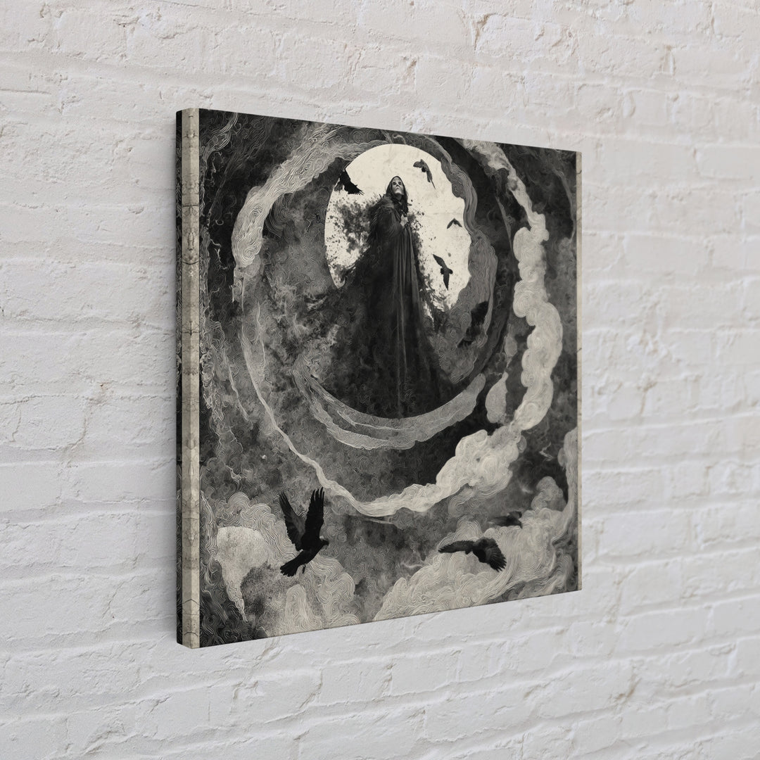The Tattered Wraith, Dark Symbolist Art, Square Wall Art, Gothic Horror Wall Art, Framed Canvas Print, Halloween Wall Art