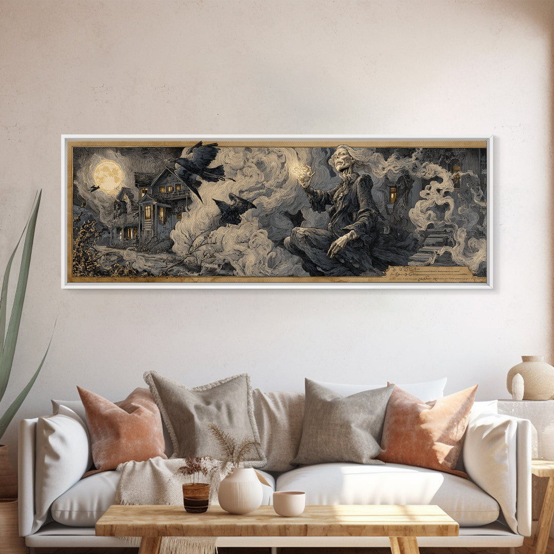 The Tattered Wraith, Victorian Macabre Art, Extra Wide Wall Art, Dark Fantasy Wall Art, Canvas Print, Halloween Wall Art