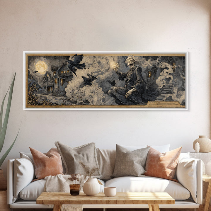 The Tattered Wraith, Victorian Macabre Art, Extra Wide Wall Art, Dark Fantasy Wall Art, Canvas Print, Halloween Wall Art