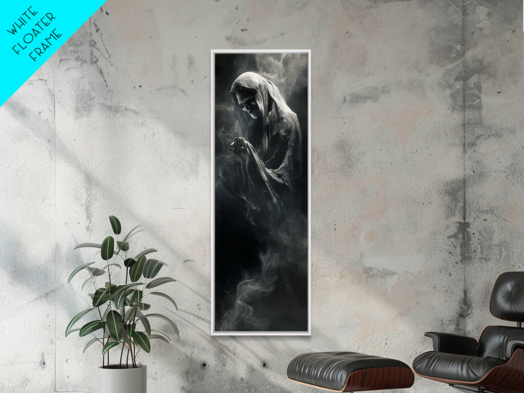 The Tattered Wraith, Biomechanical Horror Art, Tall Narrow Wall Art, Gothic Horror Wall Art, Framed Canvas Print, Halloween Wall Art