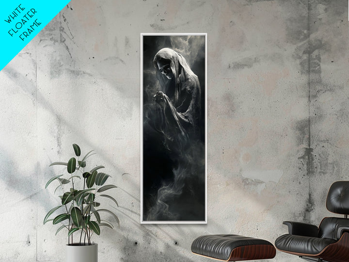 The Tattered Wraith, Biomechanical Horror Art, Tall Narrow Wall Art, Gothic Horror Wall Art, Framed Canvas Print, Halloween Wall Art