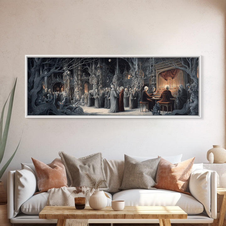 The Phantom Organist, Medieval Grotesque Art, Extra Wide Wall Art, Gothic Horror Wall Art, Canvas Print, Halloween Wall Art
