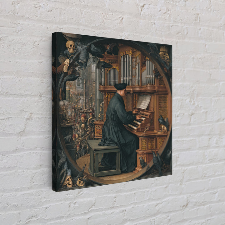 The Phantom Organist, Danse Macabre Art, Square Wall Art, Dark Halloween Decor, Canvas Print, Halloween Wall Art