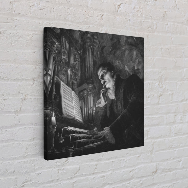 The Phantom Organist, Dark Symbolist Art, Square Wall Art, Dark Halloween Decor, Framed Canvas Print, Halloween Wall Art